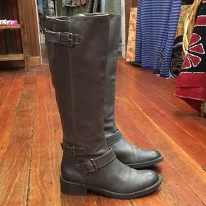 Enzo Angiolini Grey Leather Riding Boots